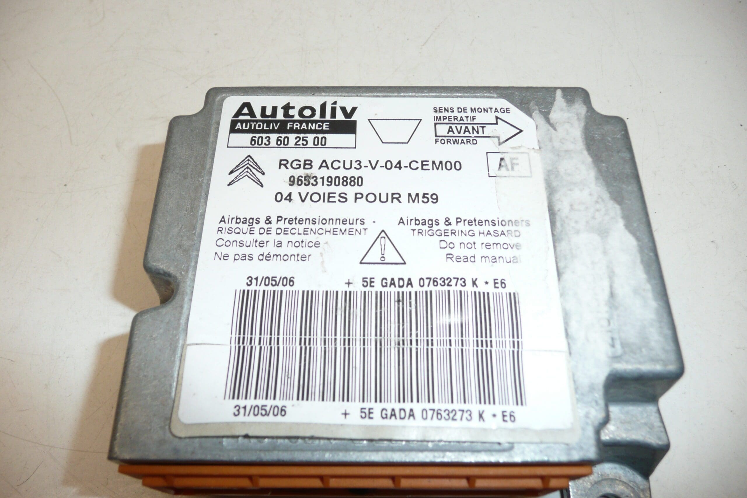 Airbageinheit Citroën Berlingo II 9653190880