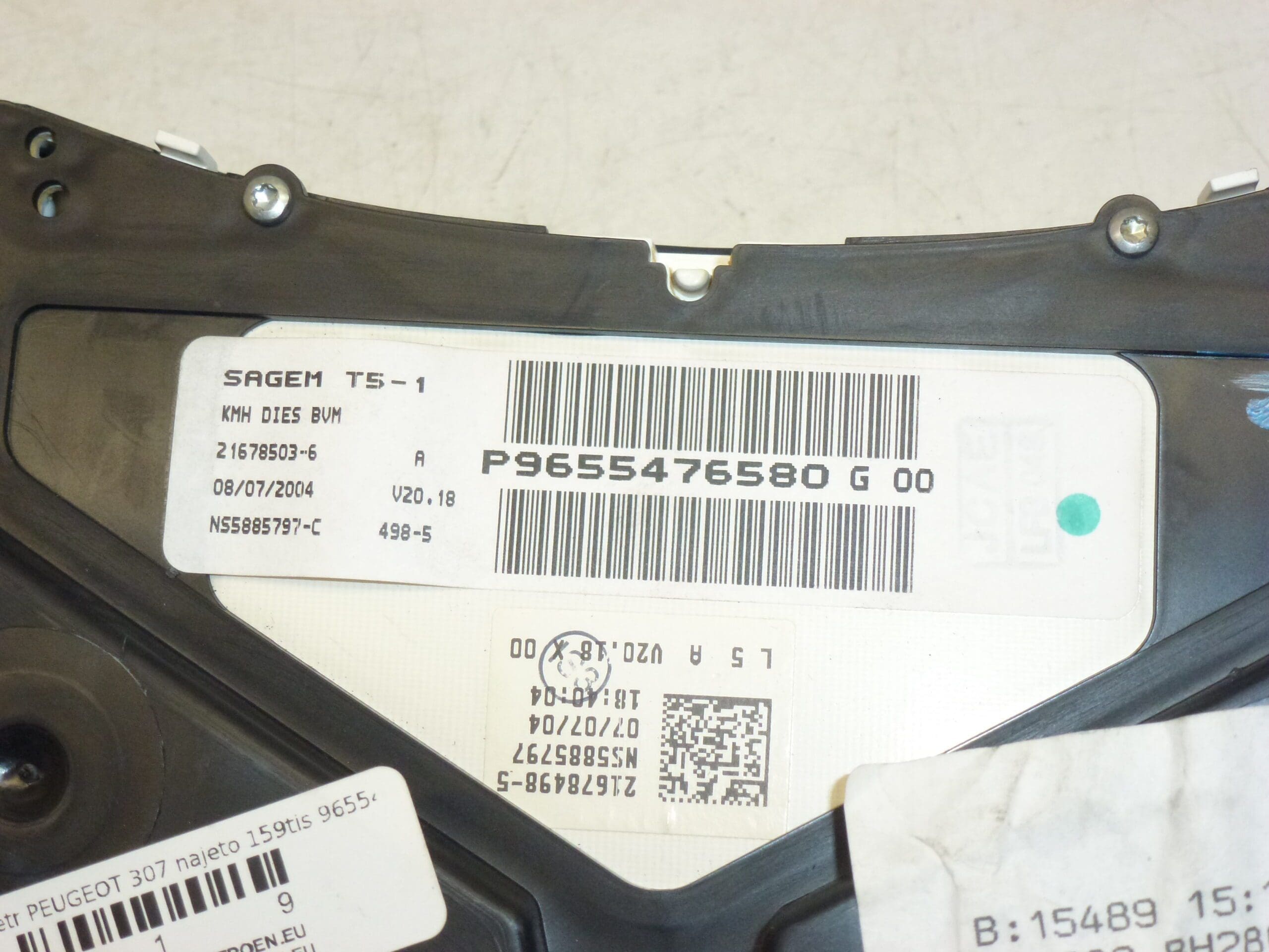 Tacho Peugeot 307 186 Tausend km 9655476580G00