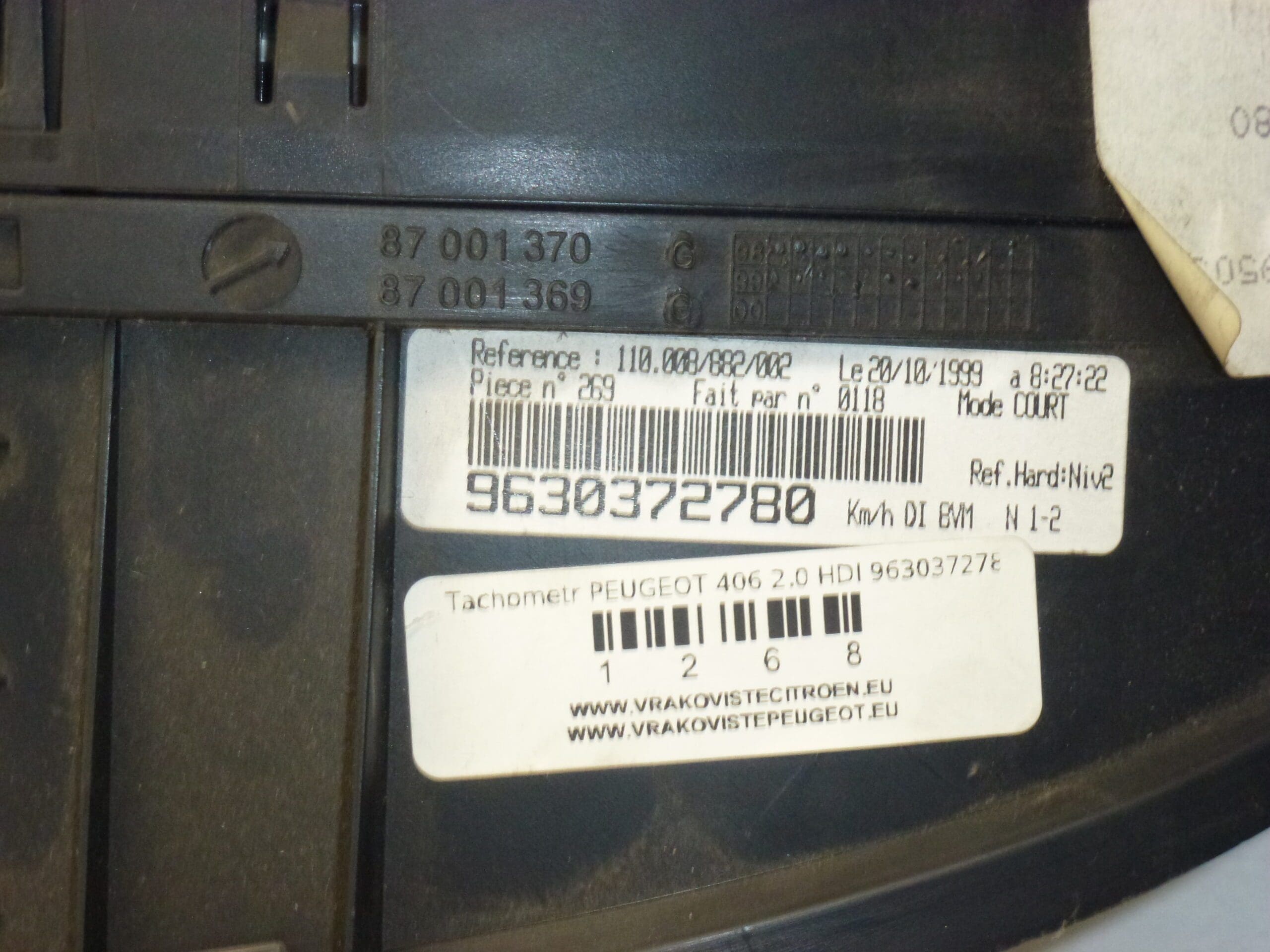 Tacho Peugeot 406 2.0 HDI 9630372780 Laufleistung 189.000 km